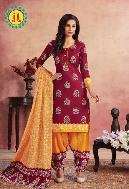 Jt Batique Special 20 Cotton Designer Regular Wear Kurti with Bottom and Dupatta Collections
