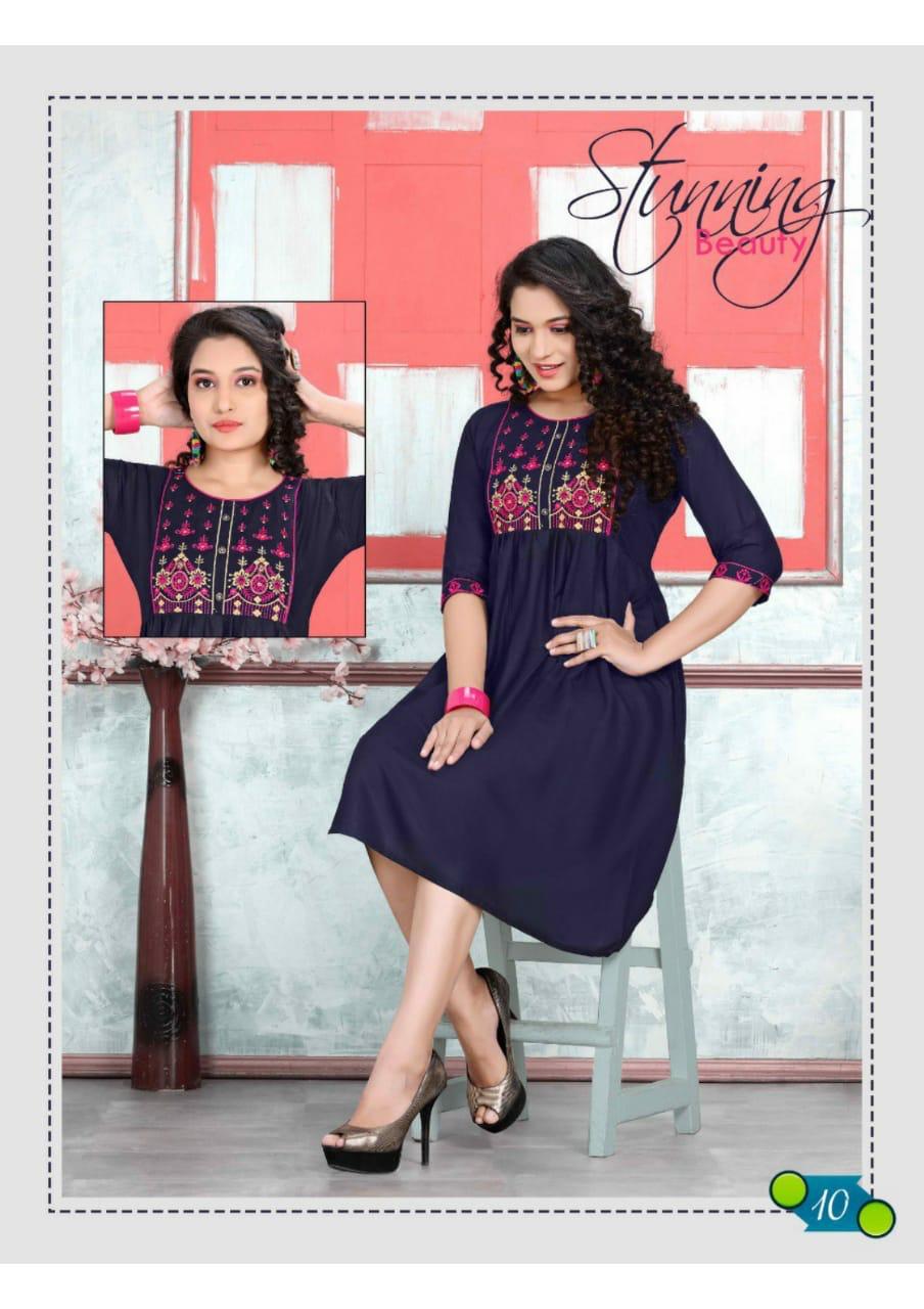 Trendy Orange Latest Fancy Designer Ethnic Wear Heavy Rayon Kurti Collection
