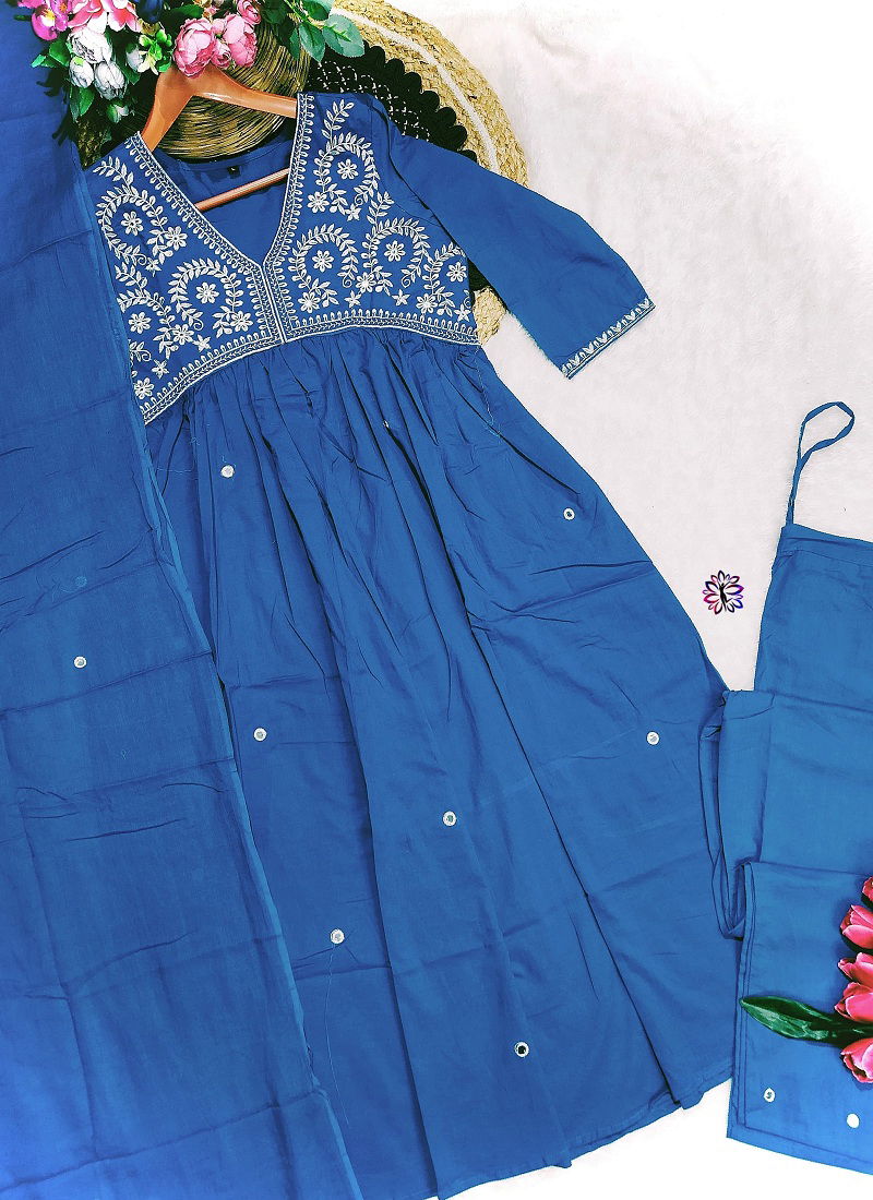 KF Premium Cotton Kalaai Embroidery Kurti With Bottom Dupatta Orders In India
