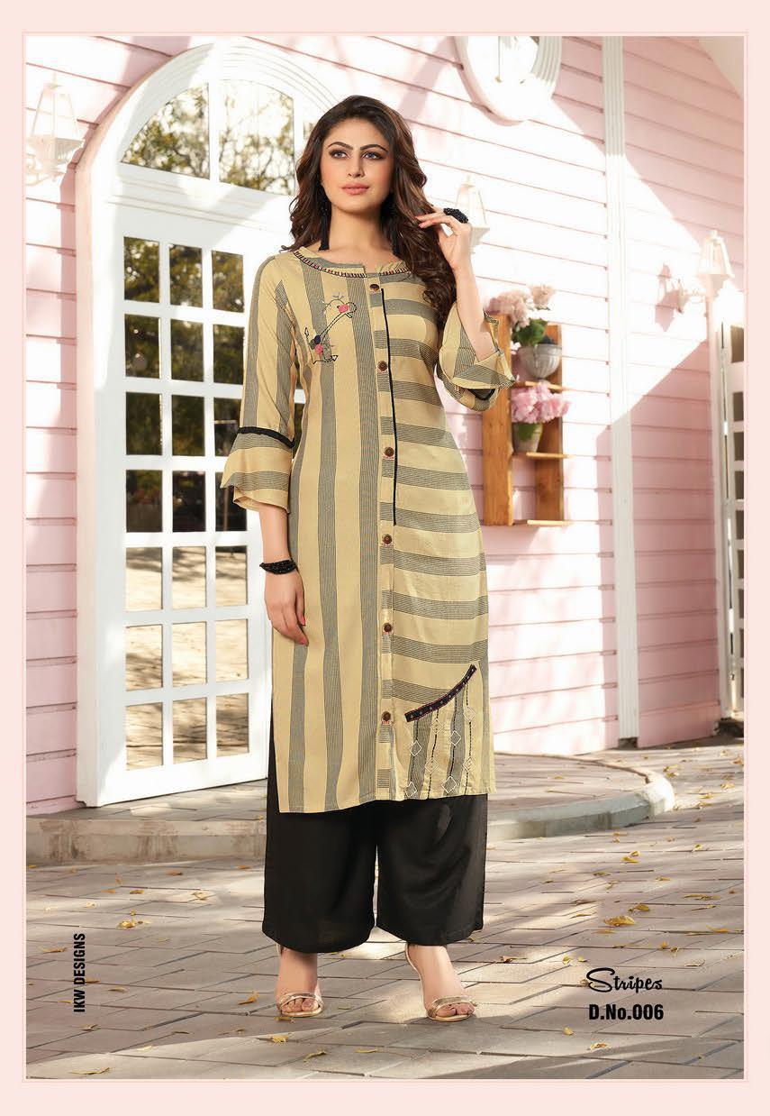 Ikw Stripes 2 Latest Exclusive Designer Casual Wear Kurti Collection