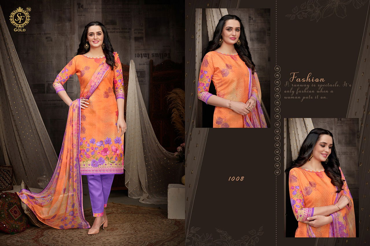 Sf Gold Delhi 6 Latest Printed Regular Wear Premium Cotton Dress Materials Collection
