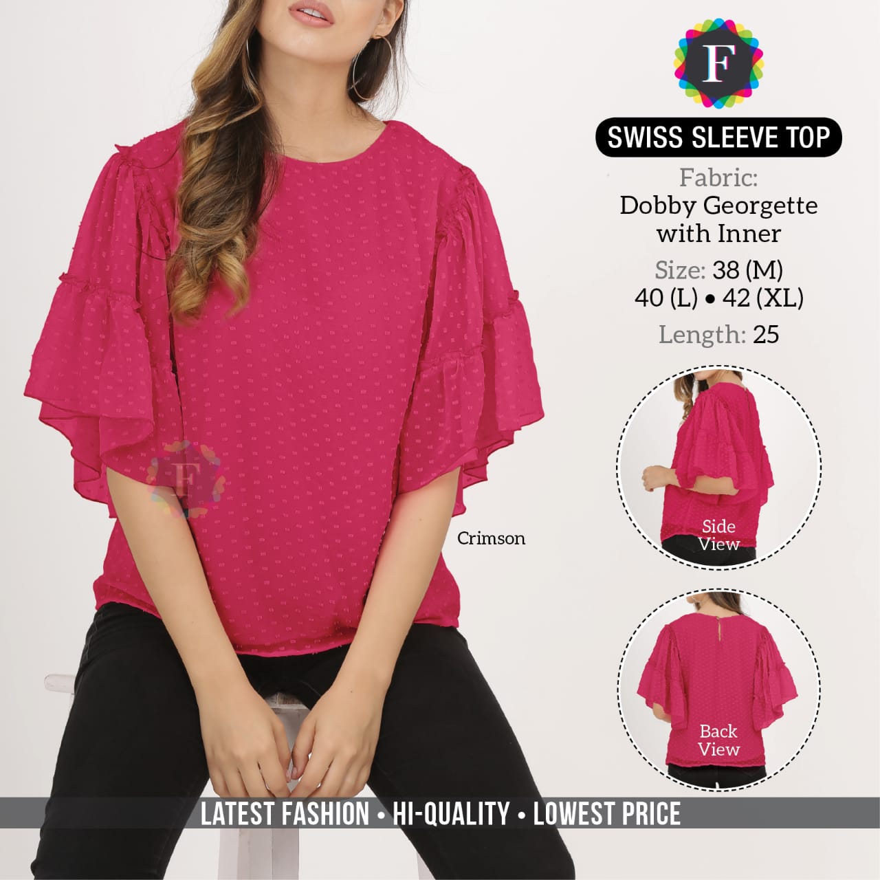 Swiss Sleeve Top Latest Designer Georgette Party Wear Short Top Collection 