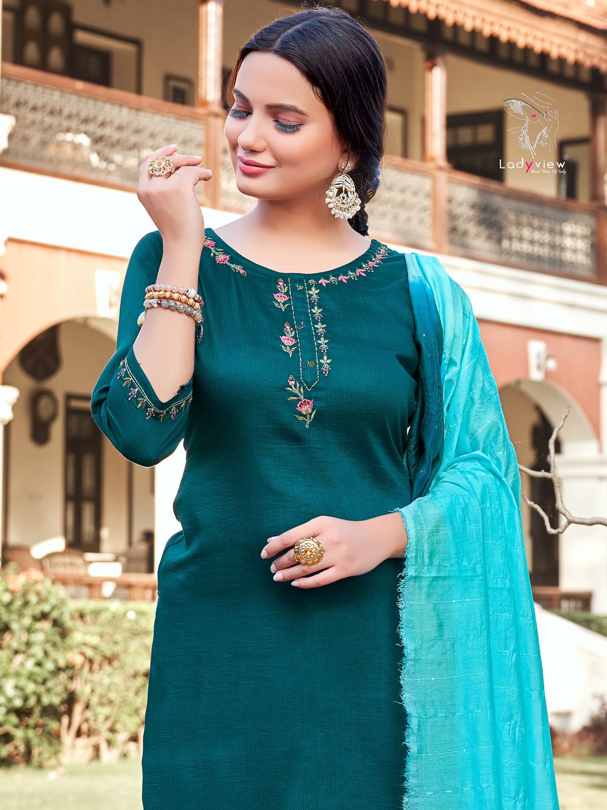Ladyview Geet Fancy Wear Designer Kurti With Pant And Dupatta Collection