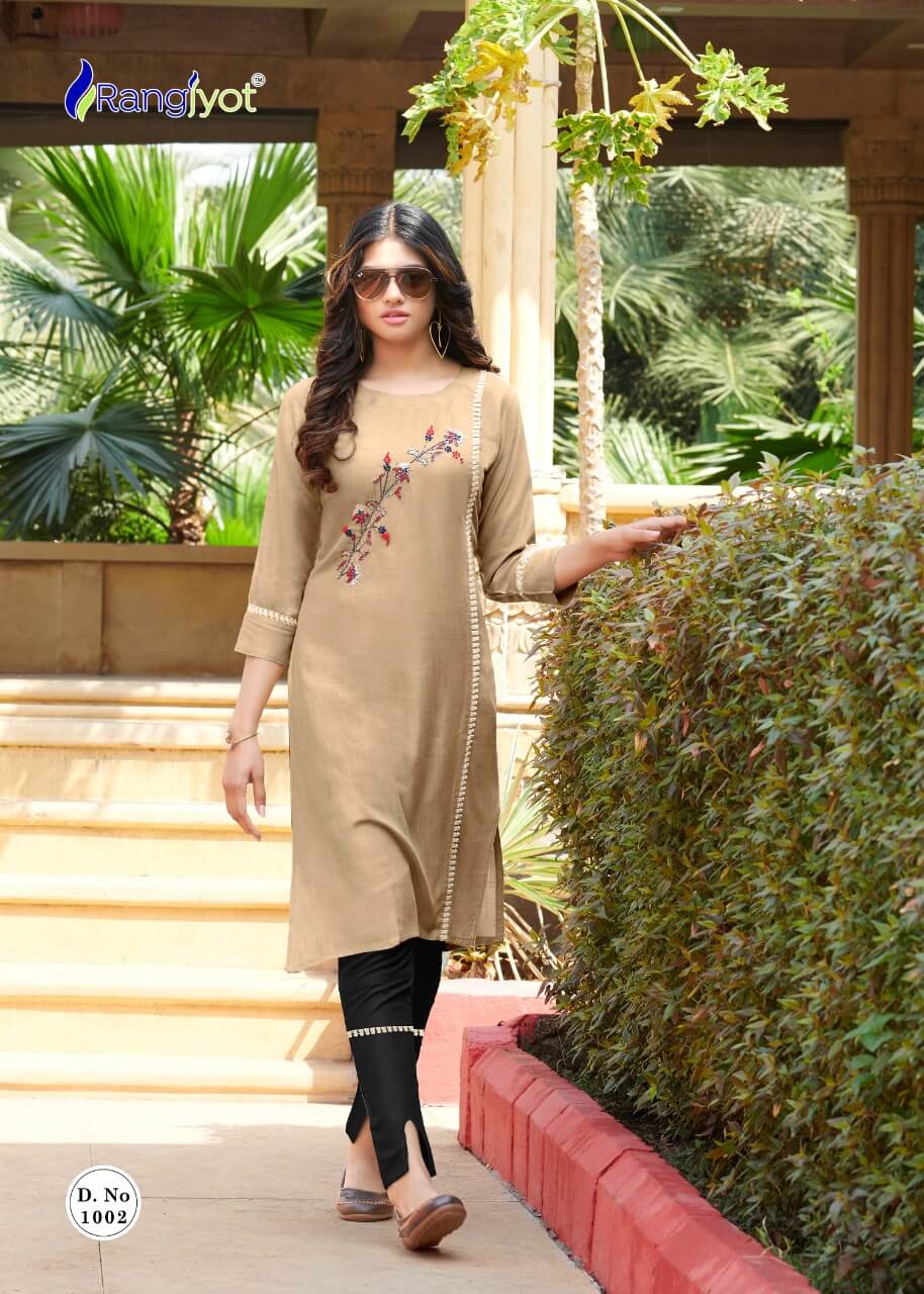 Rangjyot Kaaya Latest Fancy Designer Ethnic Wear Rayon Designer Rayon Kurti Collection
