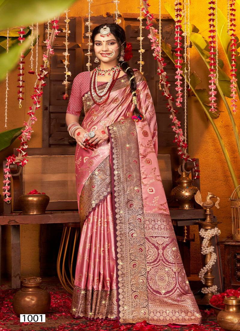 Begum Sattin Saroski Vol 1 By Saroj Fancy Satin Silk Saree wholesalers In Delhi