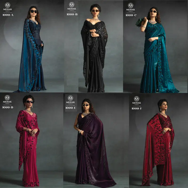 Mehek 1099 A To F Two Tone Satin Silk Party Wear Saree Orders In India