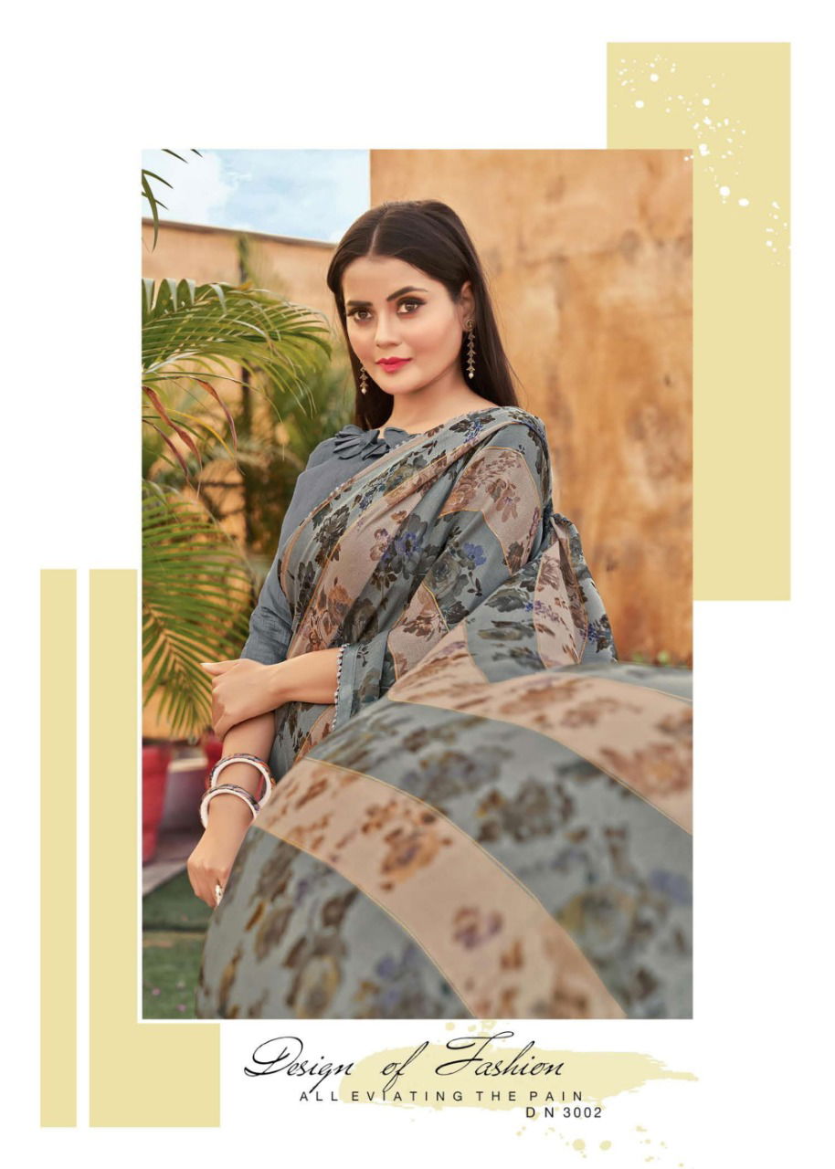 MANSAROVER SURAHI Latest Fancy Casual Wear Moss chiffon zari with Kangri Chitin Border And American Blouse Collection