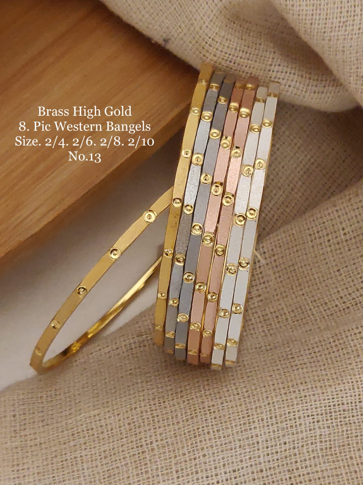 Designer Accessories 2 Brass High Gold Western Bangels
