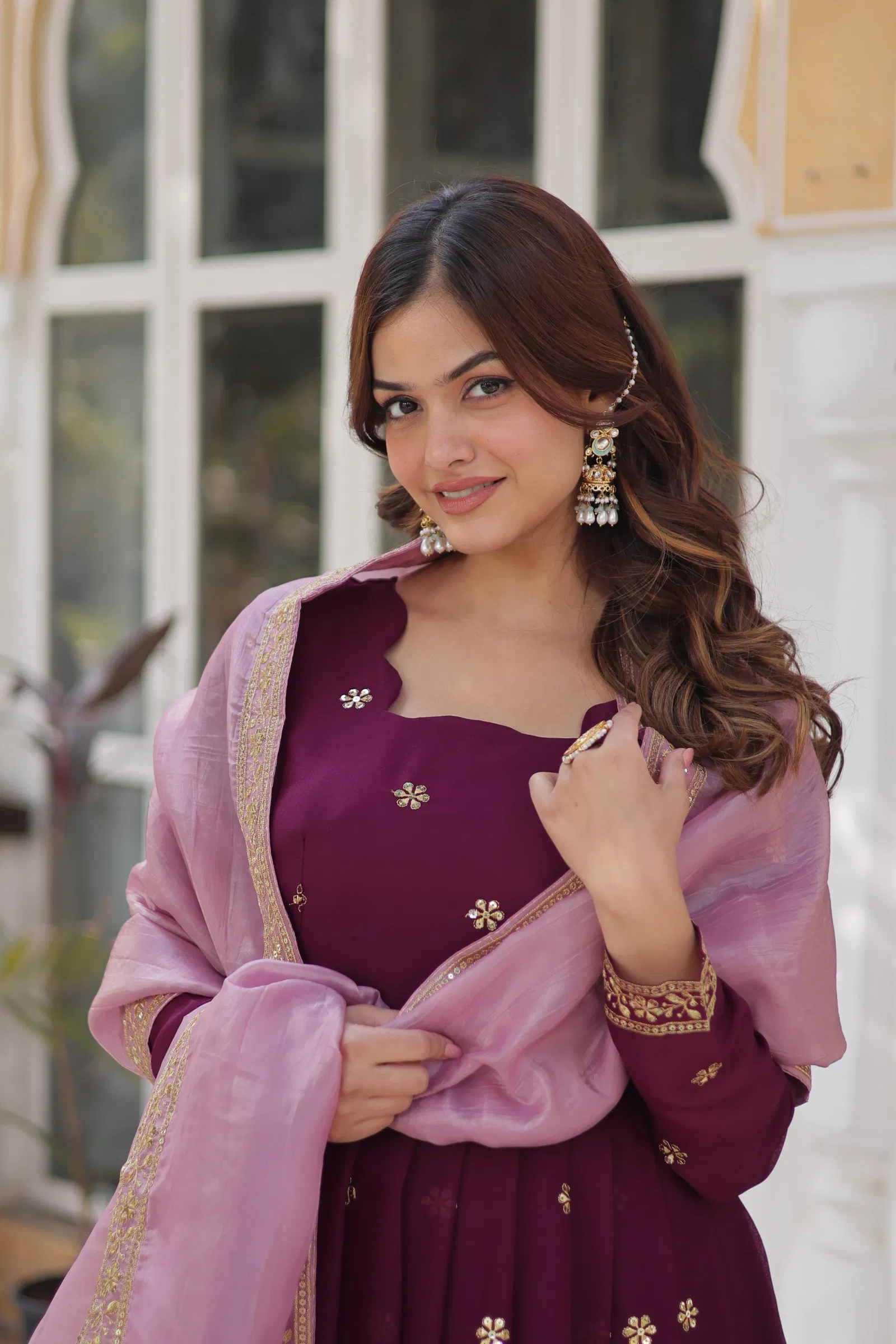 KA 1142 Star Georgette Embroidery Designer Gown With Dupatta Wholesale Online