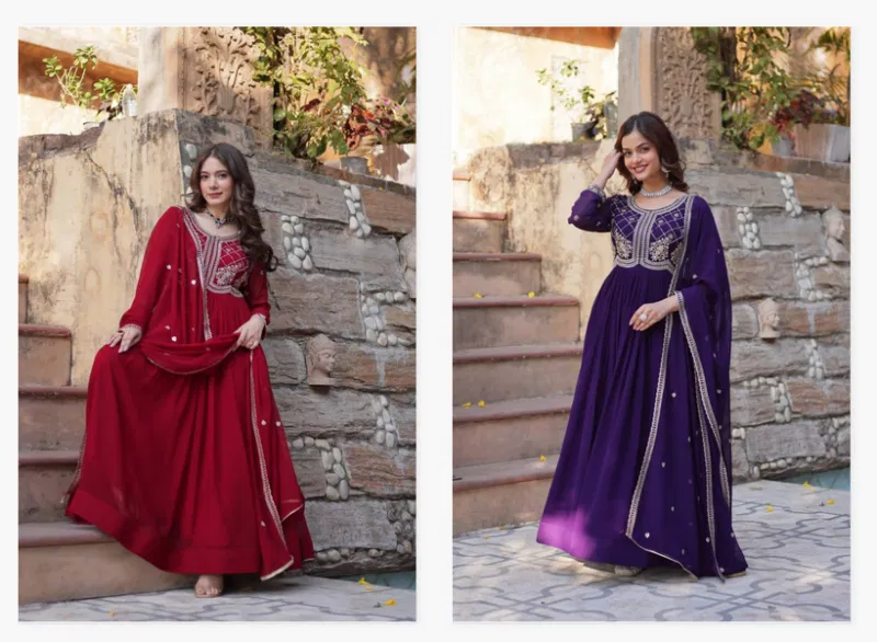 Luna Vol 44 Designer Georgette Gown With Dupatta Wholesale Market In Surat