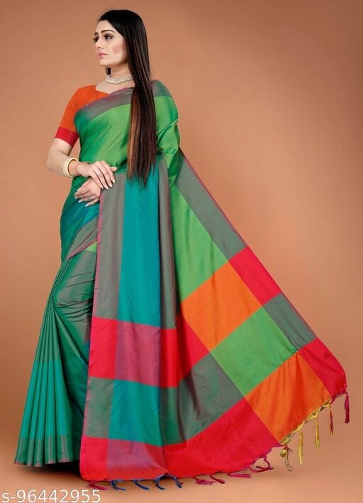 Dhruvi Color Block Fashion Cotton Silk Saree Catalog
