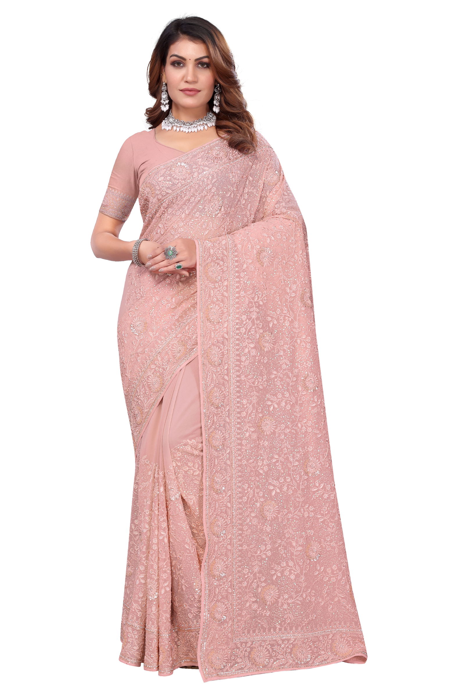 Dulhan By Utsav Nari Georgette Embroidery Sarees Wholesale Price In Surat
