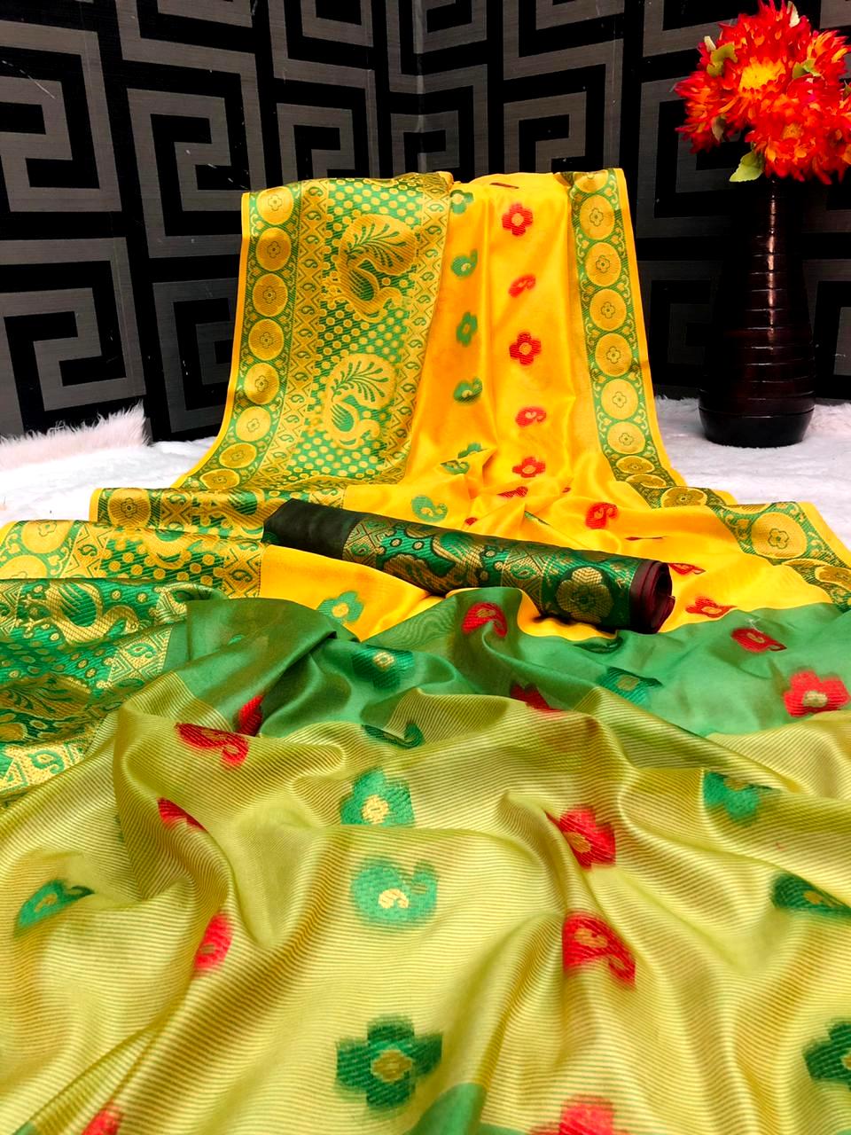 Mor Banarsi Cotton Latest Exclusive Collection Of Poly Cotton Festive Wear Saree 