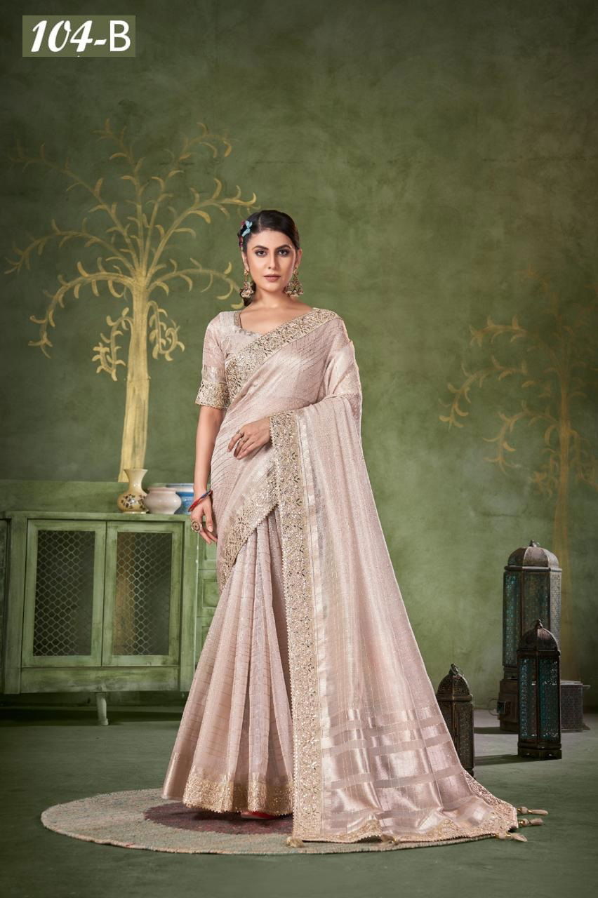 Sumitra 104 A To 104 E Banarasi Linen Checks Wholesale Saree Manufacturers