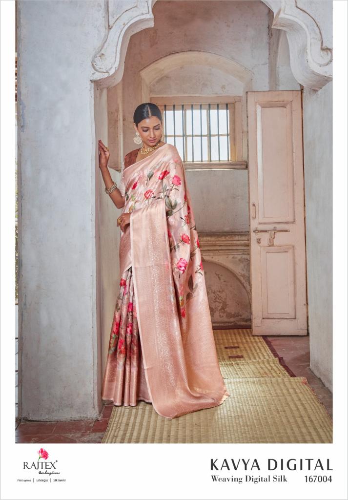 Rajtex Kavya Latest Fancy Festive Wear waeving Digital Printed Silk Sarees Collection

