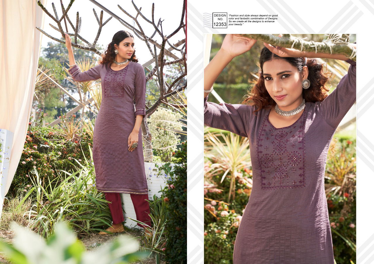 KALAROOP KITES Latest Fancy Ethnic Wear Lining Silk With Embroidery And sequence Neck Work With Bottom Kurti Collection