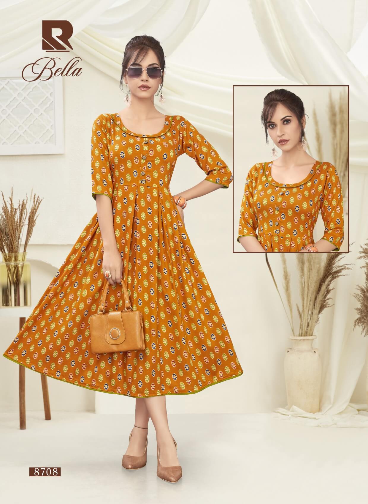Raashi Bella Latest Fancy Regular Wear Heavy Rayon Printed Anarkali Kurtis Collection
