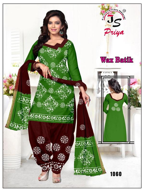 Js Priya Cotton Wax Batik Casual Wear Cotton Printed Dress Material Collection

