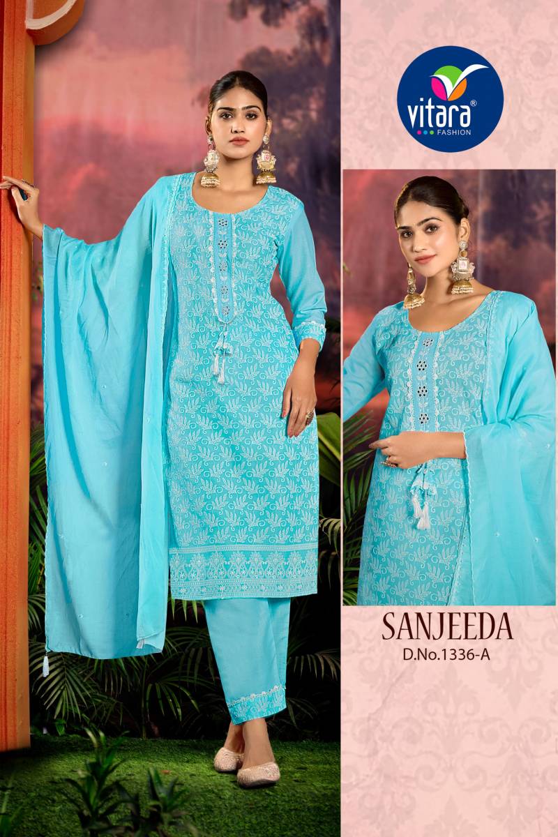 Sanjeeda A To C By Vitara Cotton Kurti Bottom With Dupatta Wholesale Market In Surat With Price
