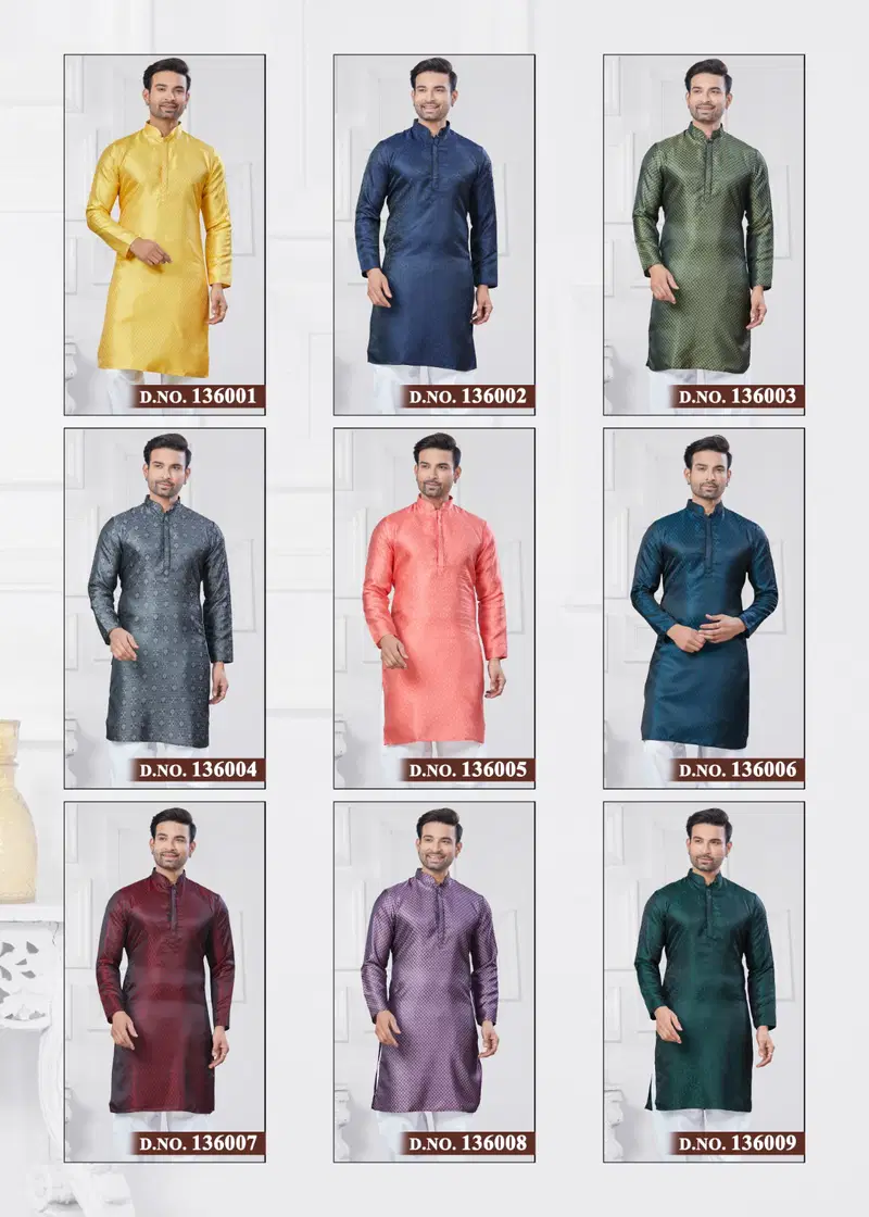 Outluk Vol 136 Jcaquard Silk Mens Wholesale Kurta Pajama Maunfacturers
