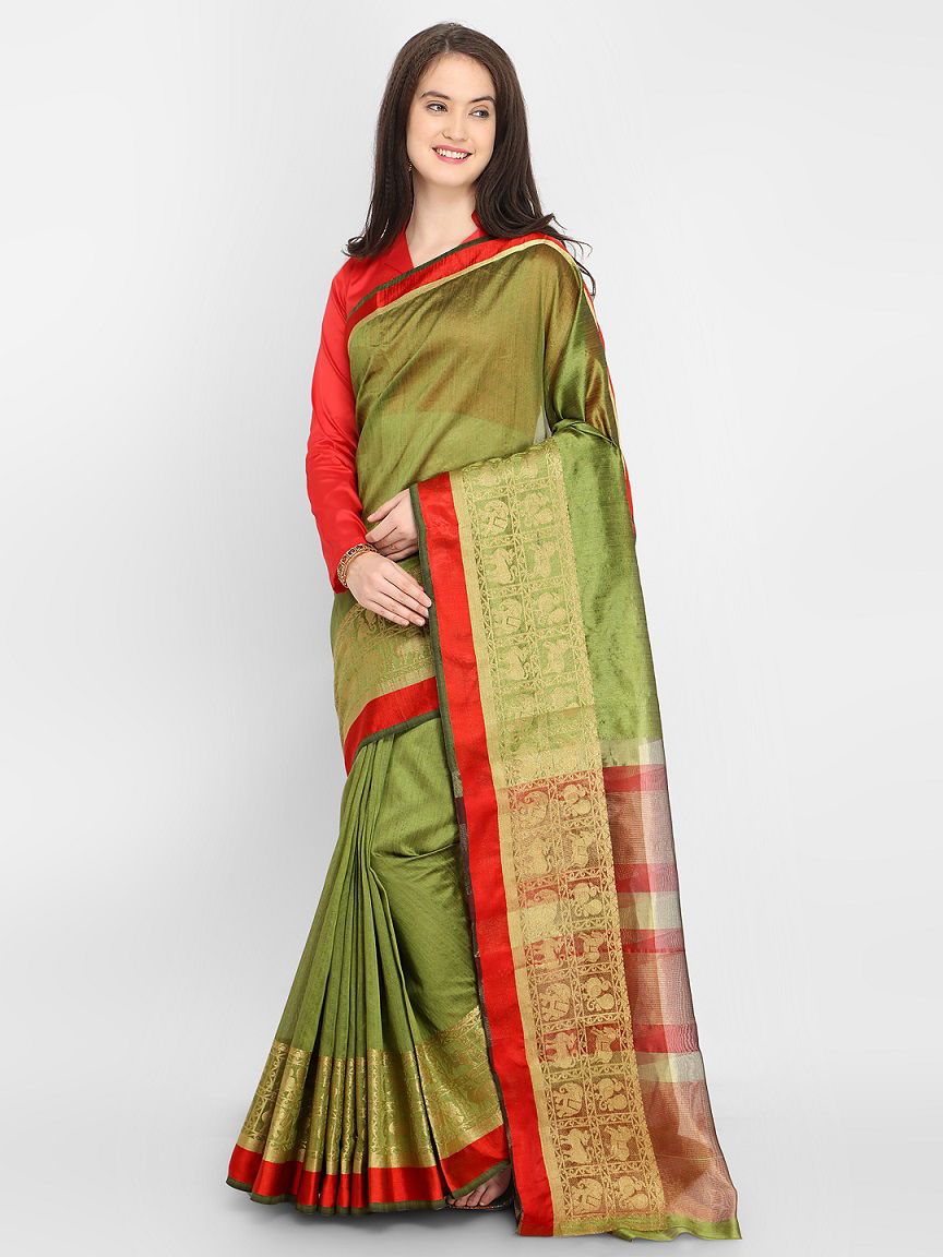 Latest Beautiful Designer Bordered Casual Wear Silk Saree Collection  