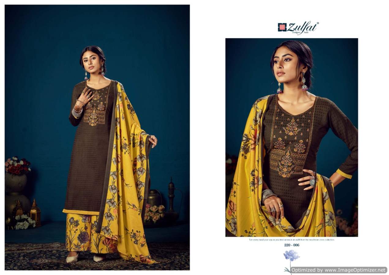 Zulfat Sohini 4 Latest Printed Heavy Kashmiri Embroidery Pure Pashmina Designer Dress Material Collection 