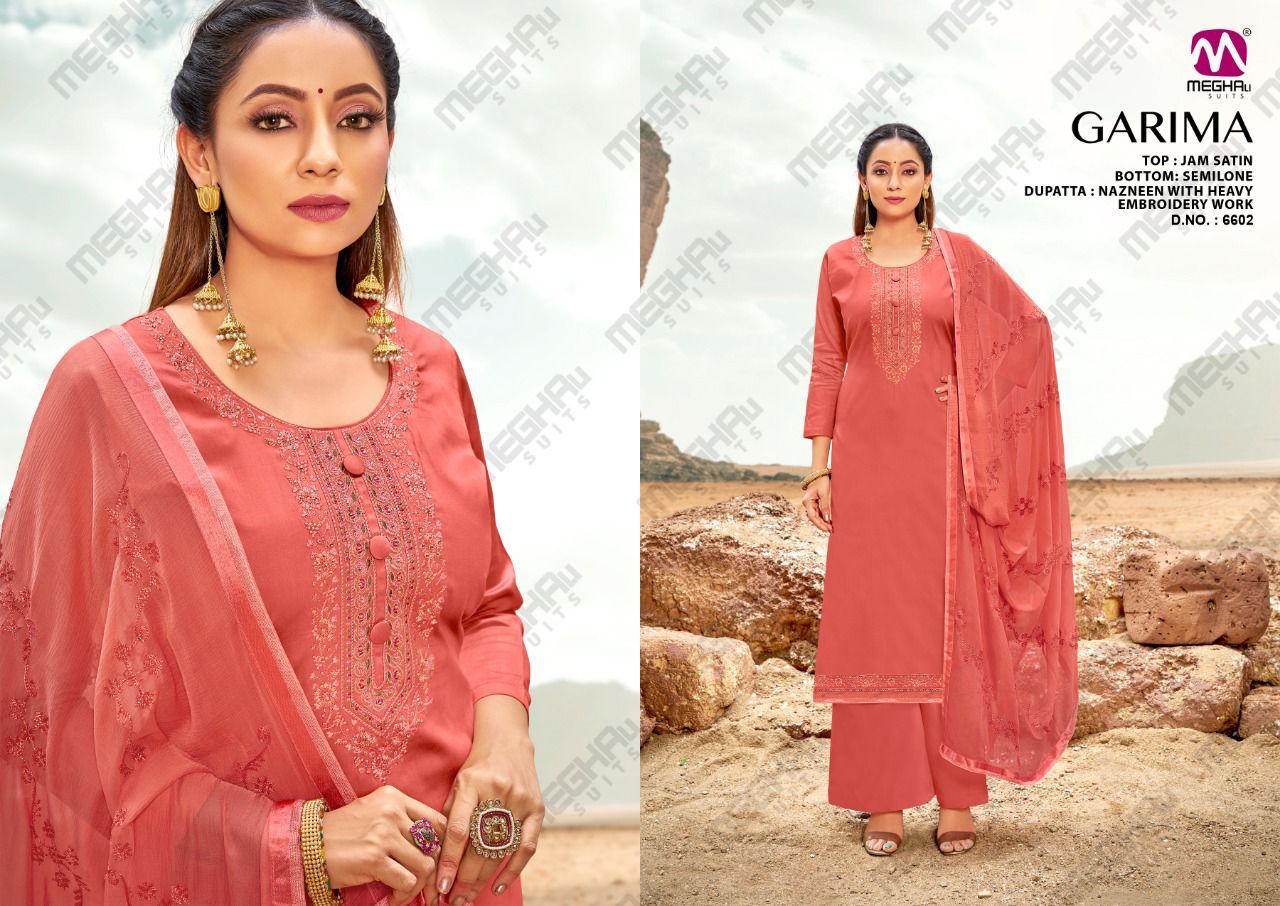 Meghali Garima Jam Satin Festive Wear Designer Dress Material Collection