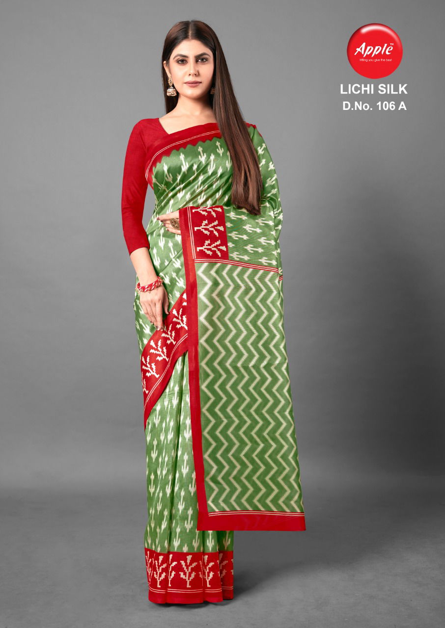 Apple Lichi Silk 106 Latest Fancy Designer Ethnic Regular Wear Art Silk Saree Collection
