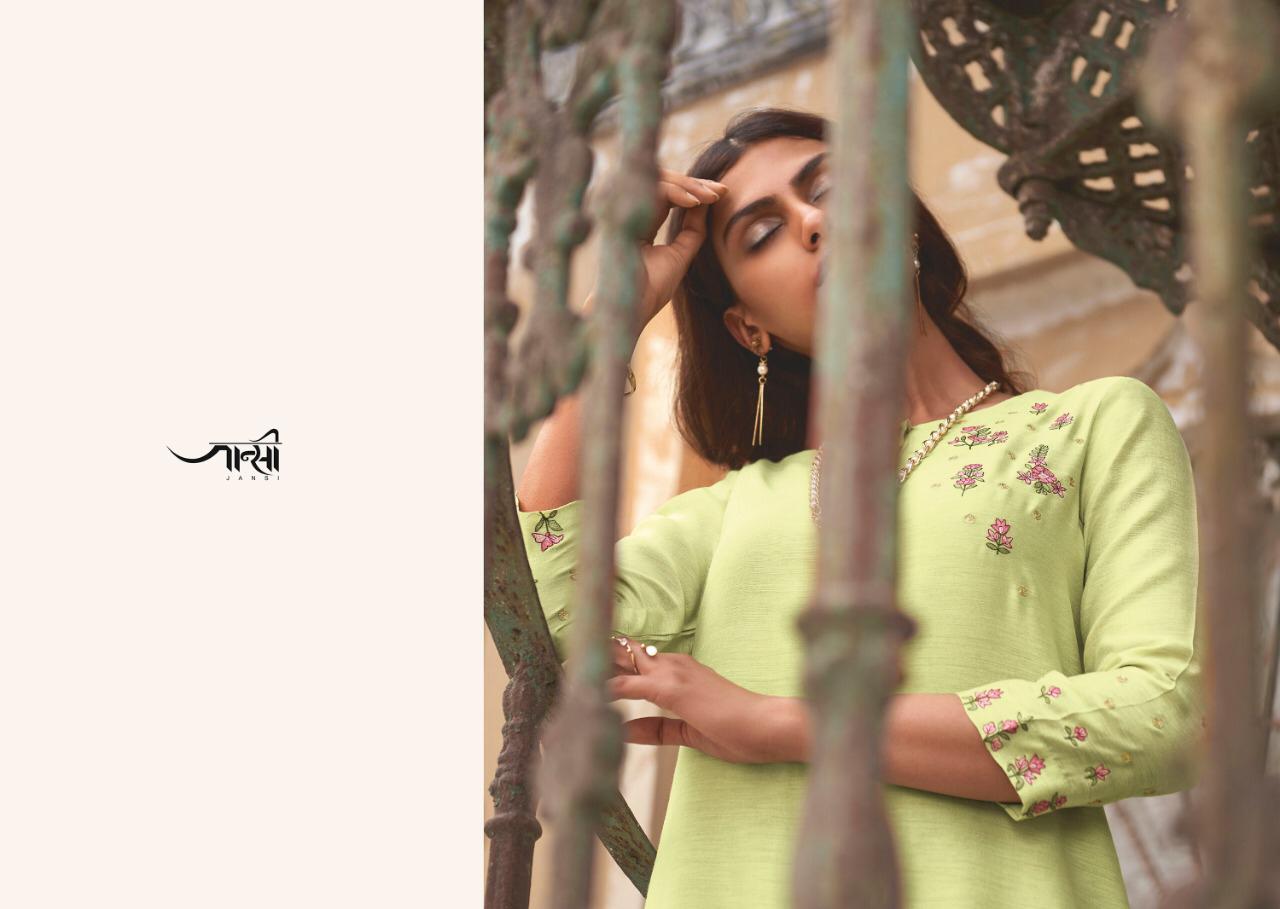 JANSI AABHUSHAN Fancy Designer Festive Wear Heavy Berry Silk Kurtis With Bottom Collection
