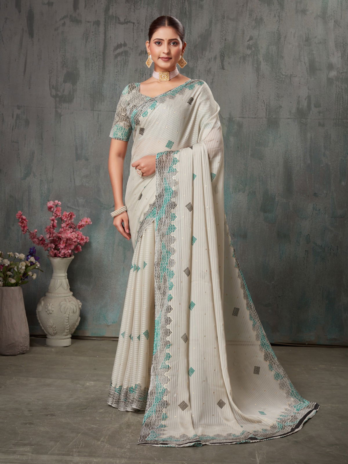 Vardha By Dhaga Chiffon Daily Wear Saree Wholesale Market In India