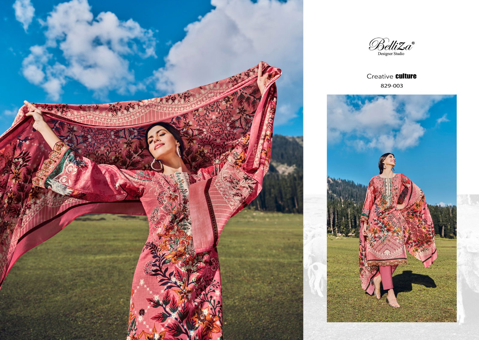Belliza Aalia Embroidery Cotton Printed Dress Material Catalog
