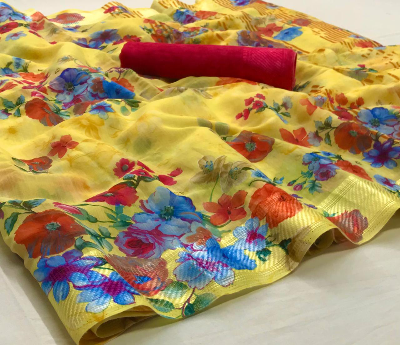 Lt Fiona Silk New Hit Design Arrived Casual Wear Soft linen silk Printed Saree Collection

