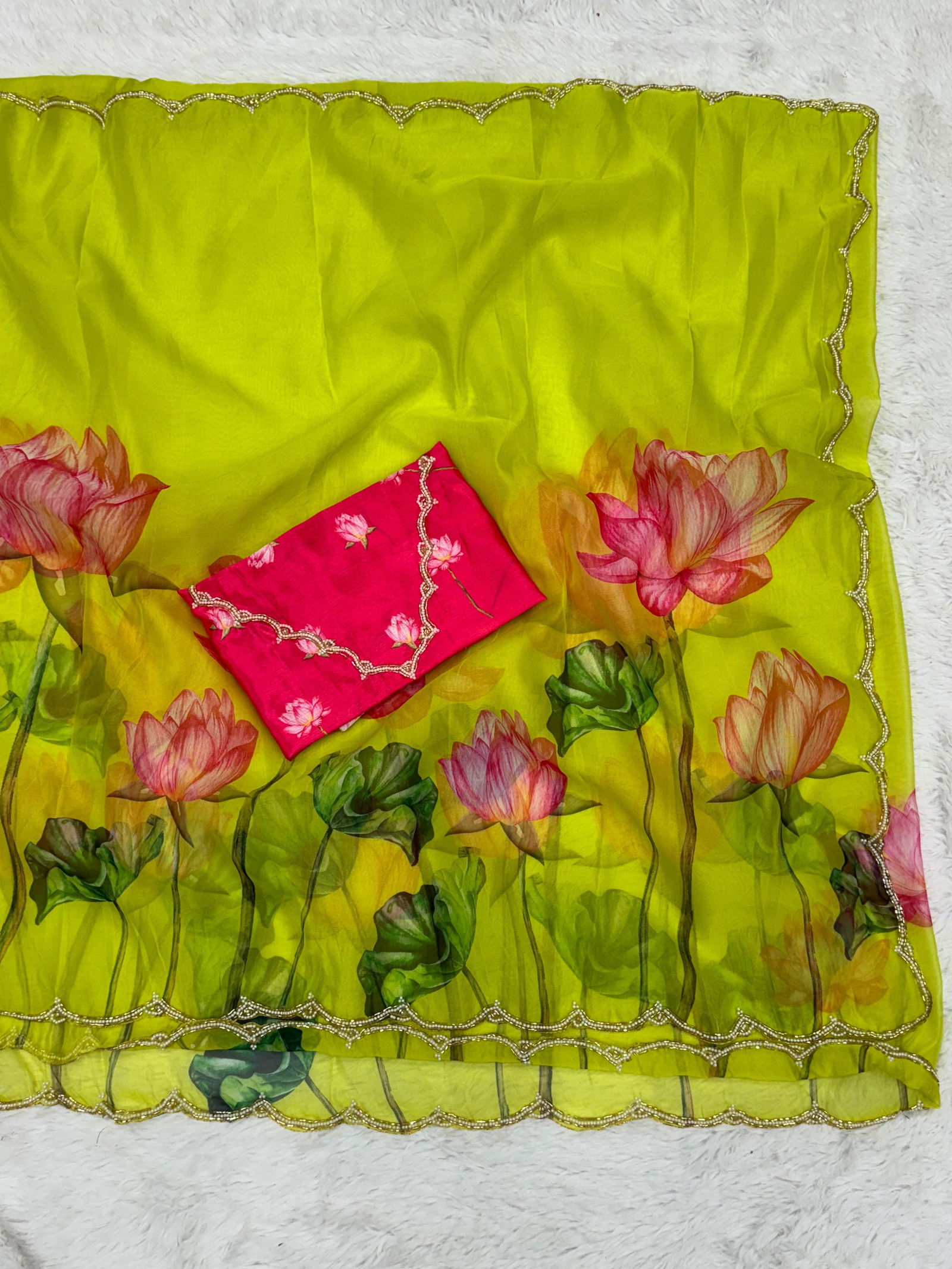 Vivera Flower Rani Organza Designer Saree Wholesale Shop In Surat