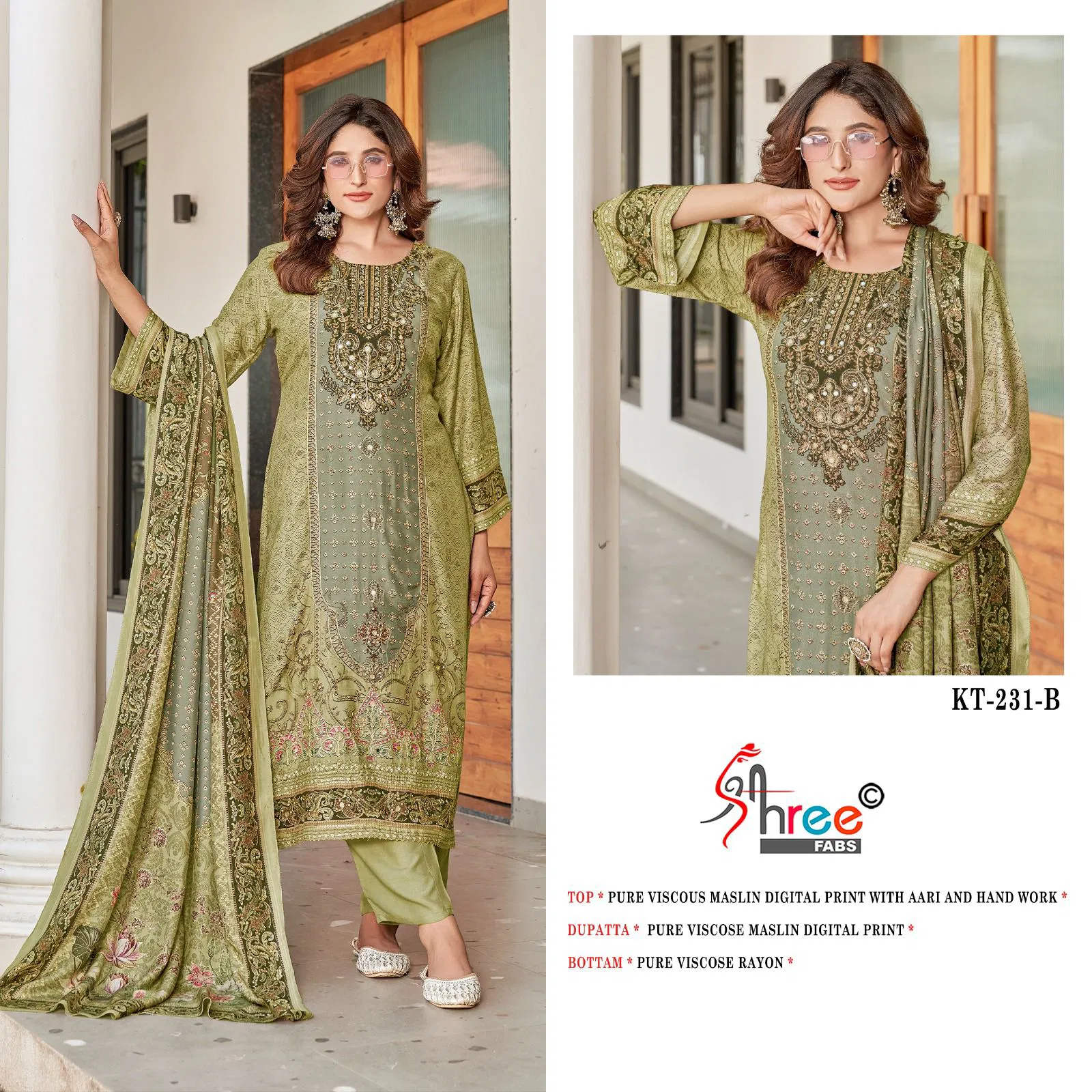 Kt 231 By Shree Viscose Maslin Digital Printed Salwar Suits Orders In India