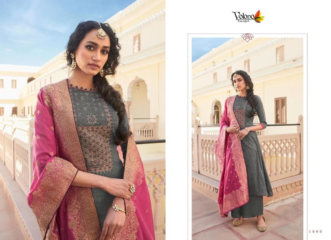 Volono Miza 1 Latest Fancy Designer Festive Wear Pure Jam cotton Print With Heavy Self Embroider Exclusive Designer Dress Material
