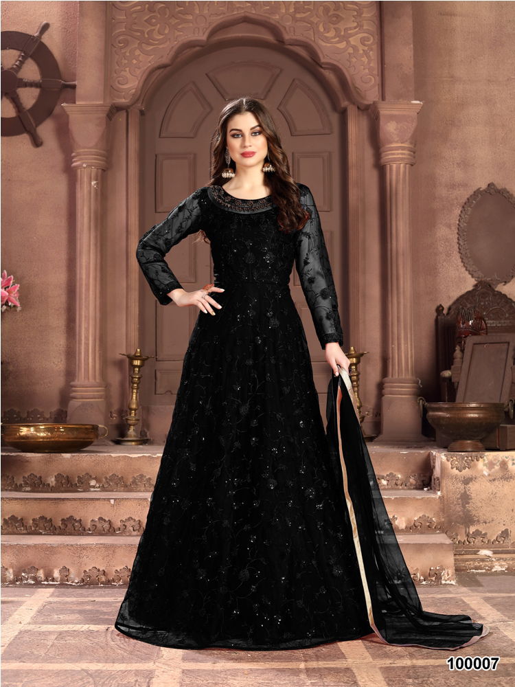 Aanaya 100 Colors 2 Latest Designer Wedding Gown Style Salwar Suit Collection Full Embroidered Work On Net With Four Sided Bordered Net Duptta