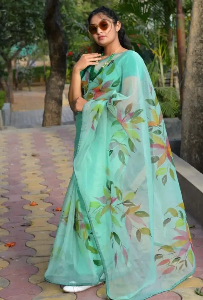 Vk 4130 Organza Silk Digital Print Saree Catalog