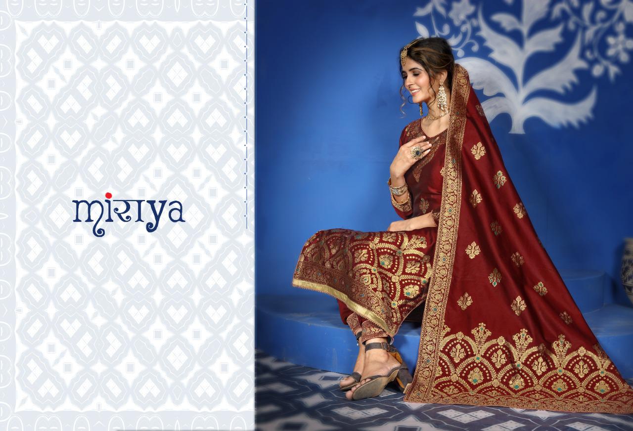 Aarav Basanti Fancy Designer Festive Wear Silk Minakari jacquard with fancy diamond Work Dress Material Collection

