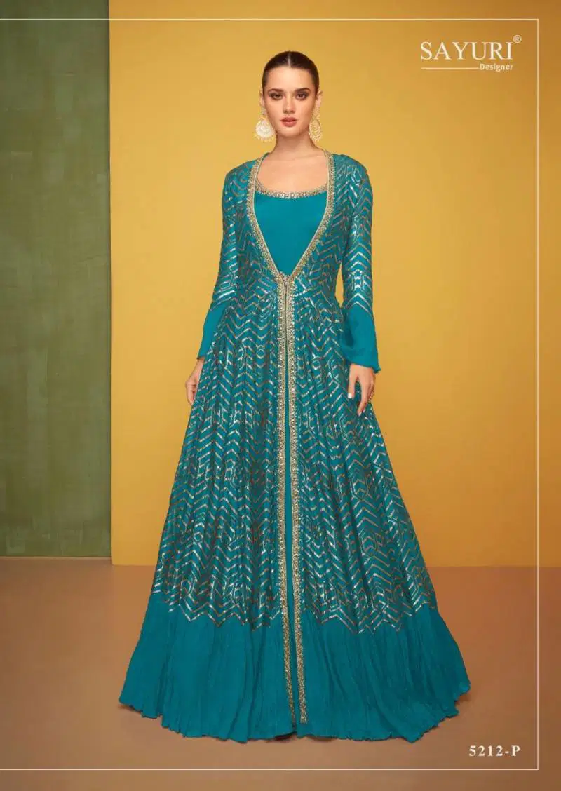 Petals Classic Carnival By Sayuri Silk Designer Gown Exporters In India