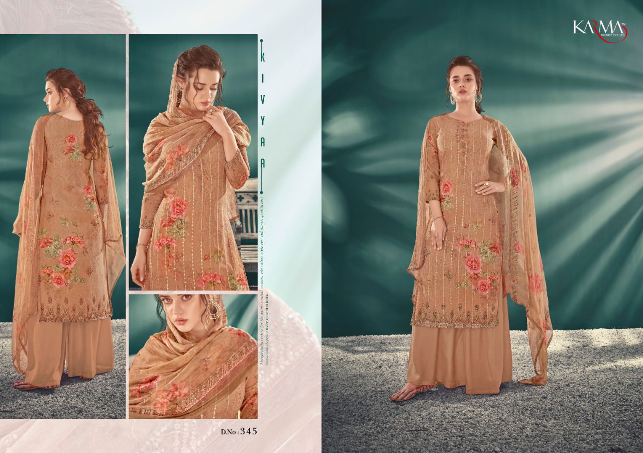 Karma Inayat 340 Series Georgette Embroidered Designer Dress Material