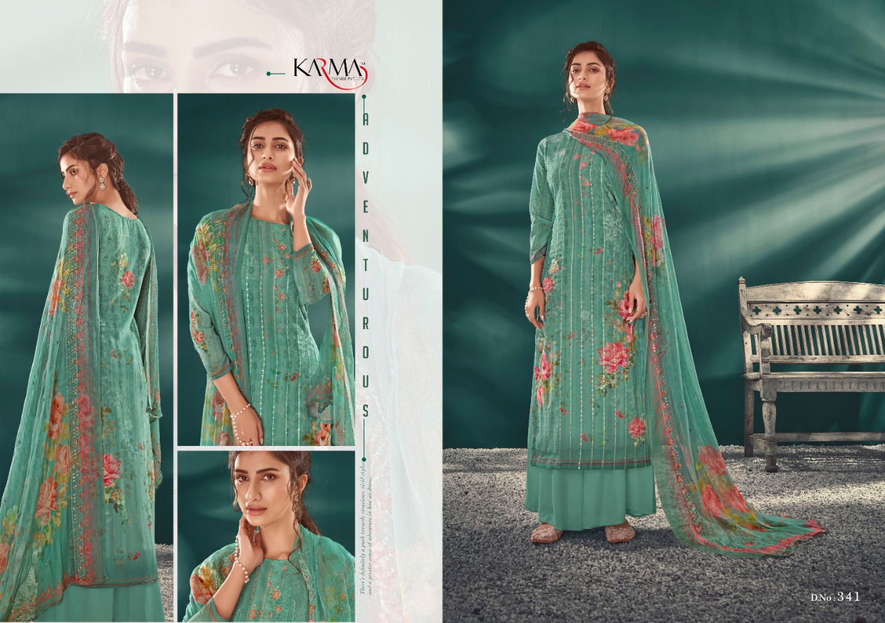 Karma Inayat 340 Series Georgette Embroidered Designer Dress Material