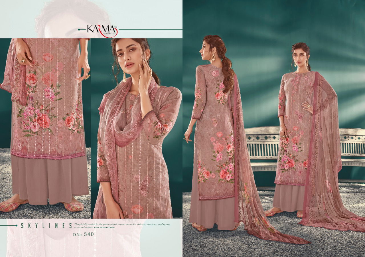 Karma Inayat 340 Series Georgette Embroidered Designer Dress Material