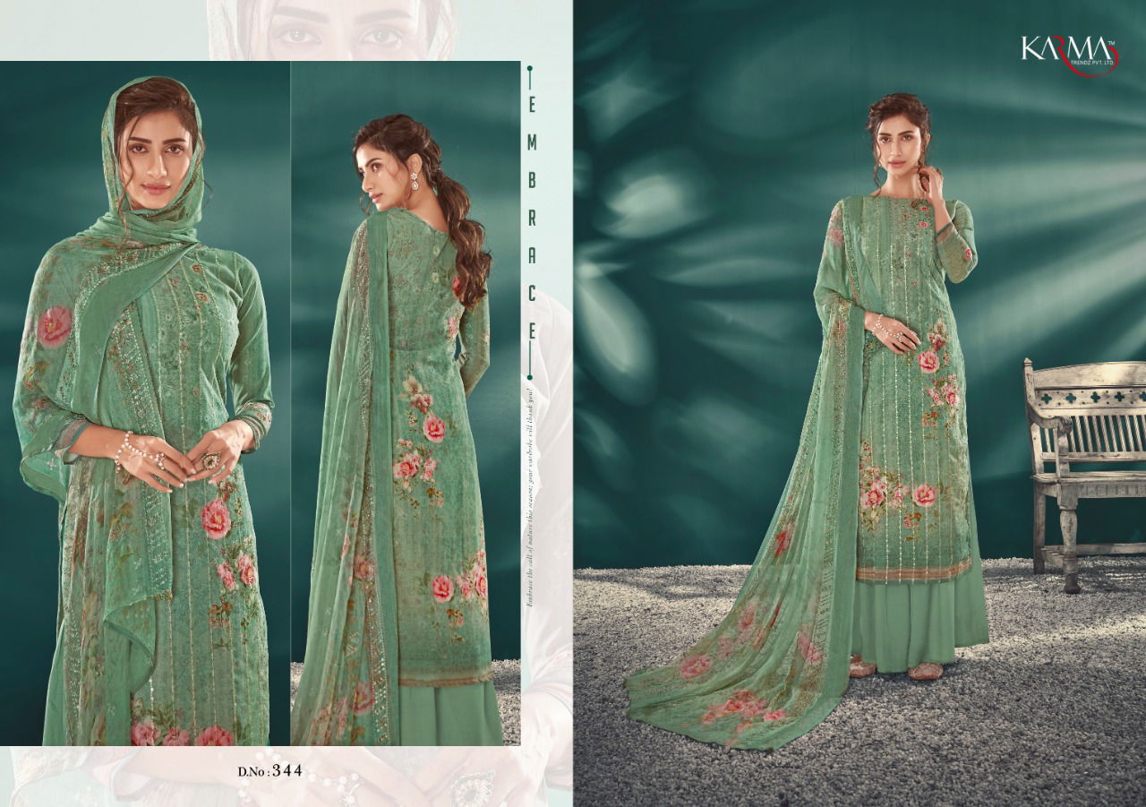 Karma Inayat 340 Series Georgette Embroidered Designer Dress Material