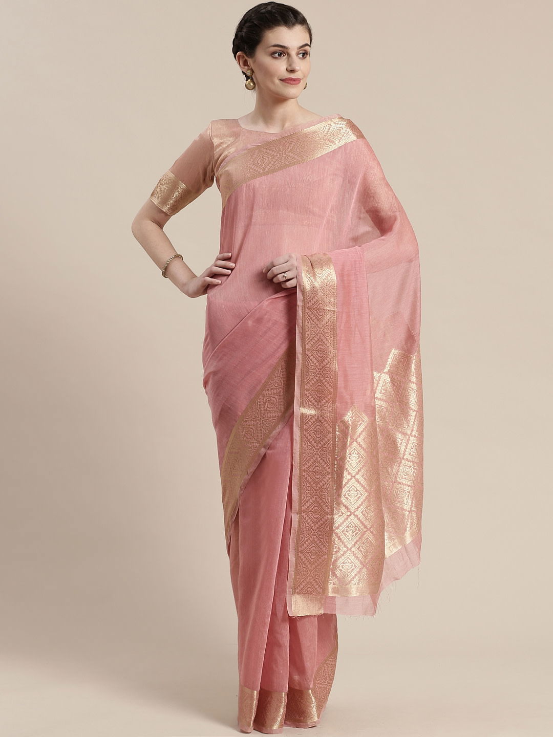 Sidnaz 2 Linen Blend Festive Wear Georgette Saree