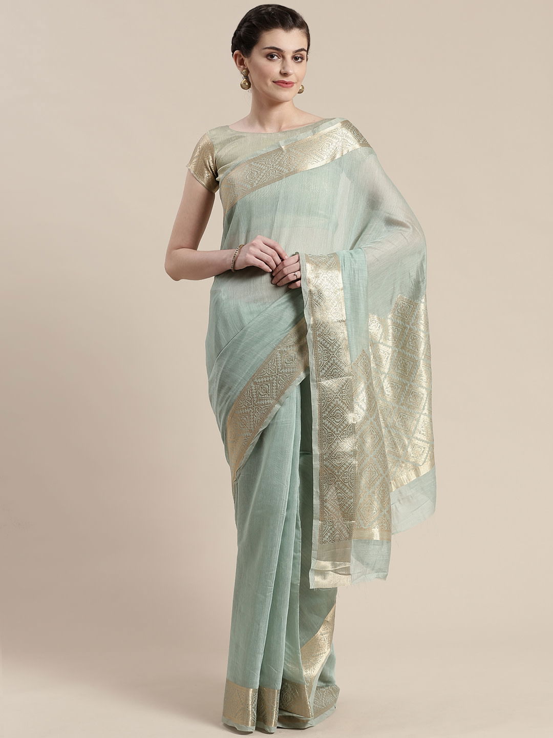 Sidnaz 2 Linen Blend Festive Wear Georgette Saree