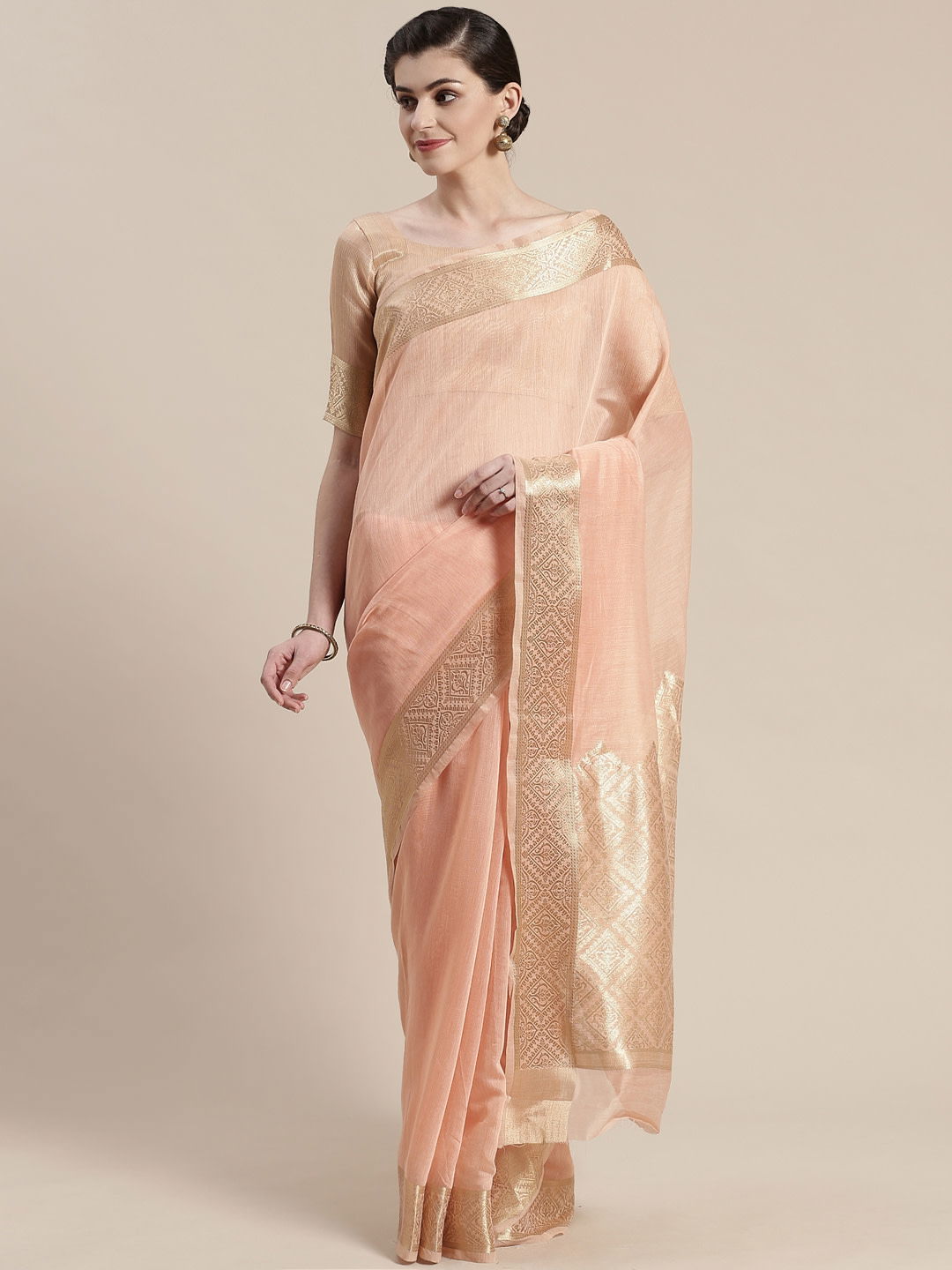 Sidnaz 2 Linen Blend Festive Wear Georgette Saree
