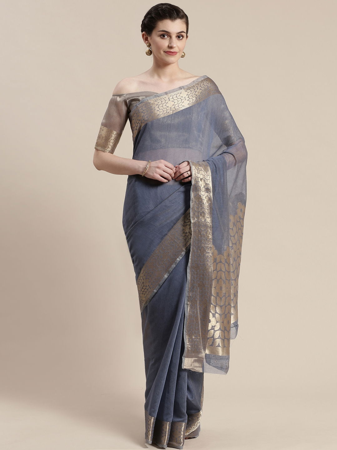 Sidnaz 3 Linen Blend Festive Wear Floral Saree