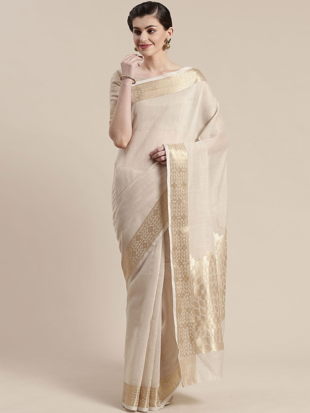 Sidnaz 3 Linen Blend Festive Wear Floral Saree