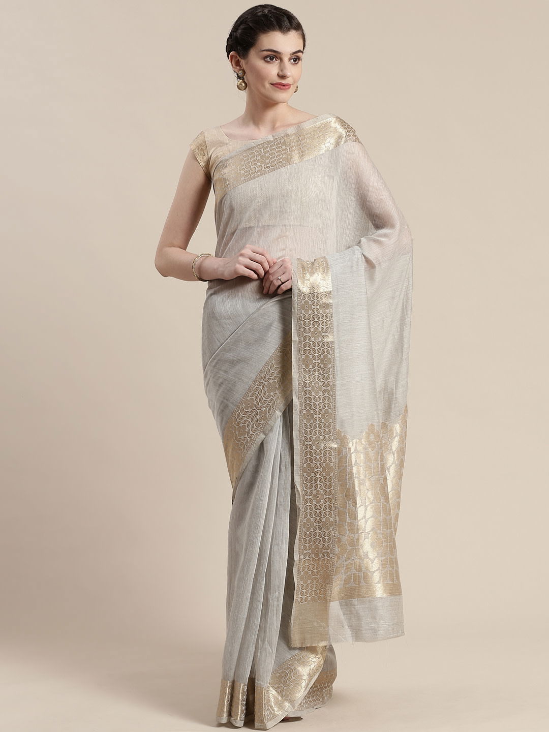 Sidnaz 4 Linen Blend Festive Wear Floral Saree