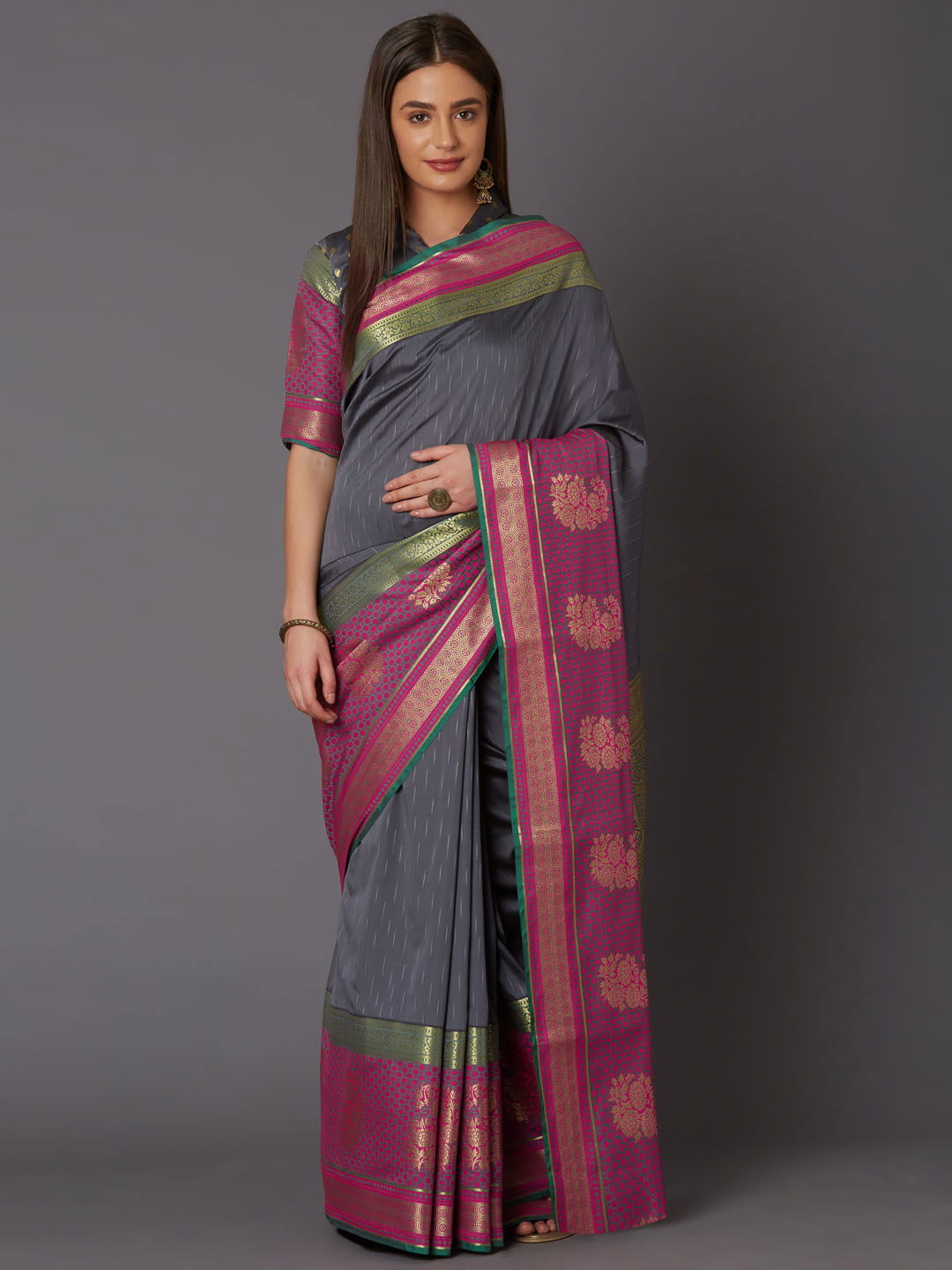 Raahi Festive Wear Silk Blend Geometric Saree